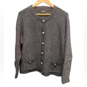 Torrid Charcoal Knit Cardigan with Skull Button Accents